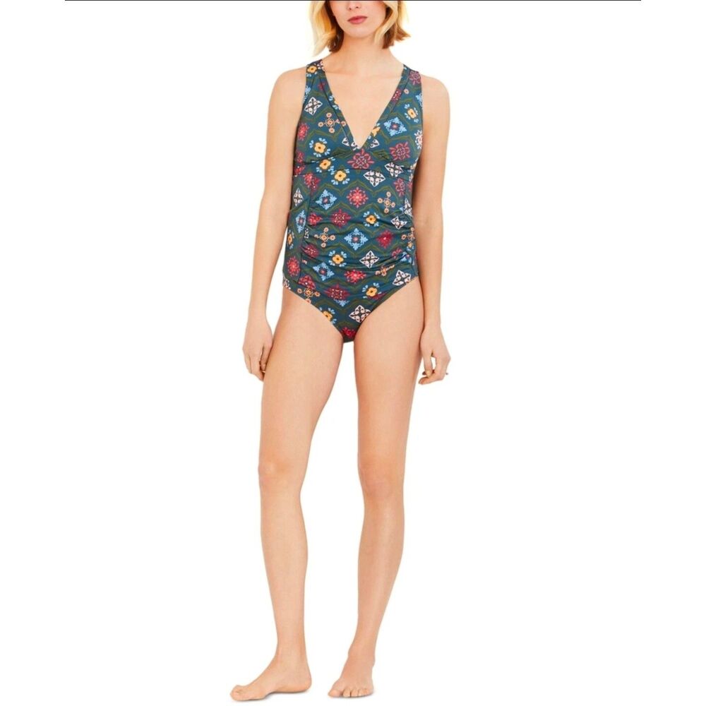A Pea in the Pod Green Boho Maternity 2pc Tankini Swimwear Size Small NWT